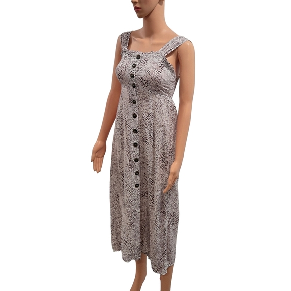 Button-Front Snakeskin Midi Dress - Picture 4 of 7